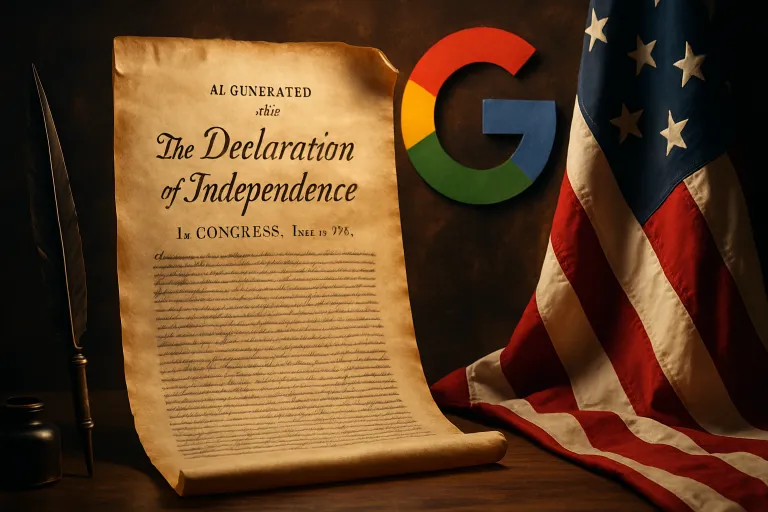 Google imagina una Declaración de Independencia escrita con IA y desata conversación en plena campaña publicitaria