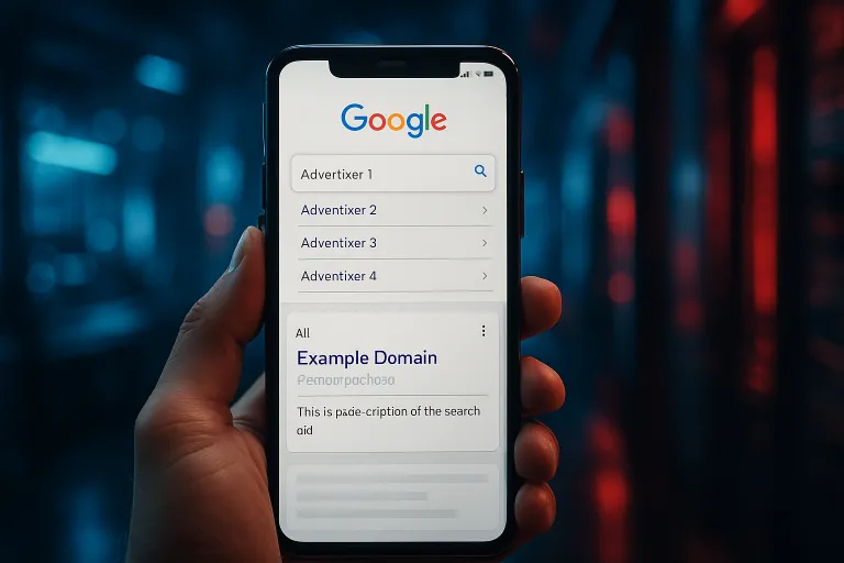 Google prueba un nuevo formato publicitario en móviles que coloca una lista de anunciantes sobre los anuncios de búsqueda