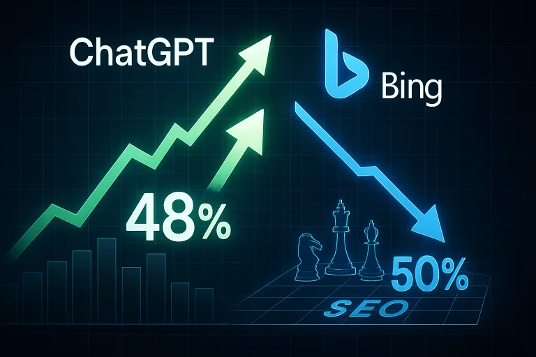 ChatGPT dispara un 48% su tráfico mientras Bing se desploma un 50% y cambia el tablero del SEO
